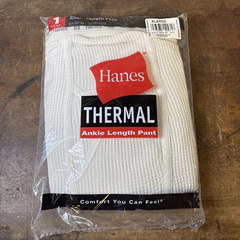 Hanes Y2K Waffle Thermal Crew Neck Top & Ankle Length Pant Set NEW Mens XL - Picture 4 of 5